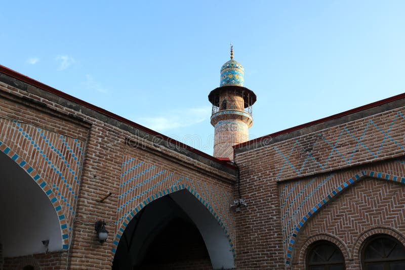 Minaret and courtyard of the Blue Mosque