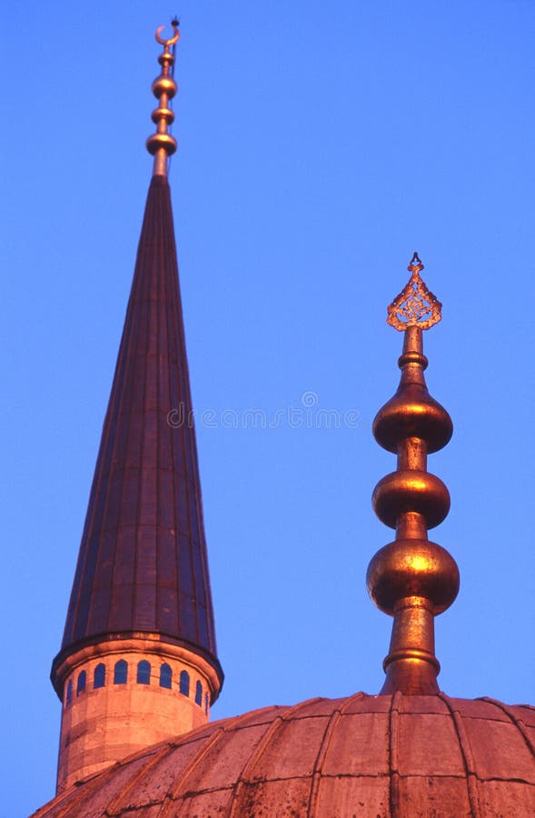 Minaret of the Blue Mosque at sunset, Istanbul. Minaret of the Blue Mosque at sunset, Istanbul