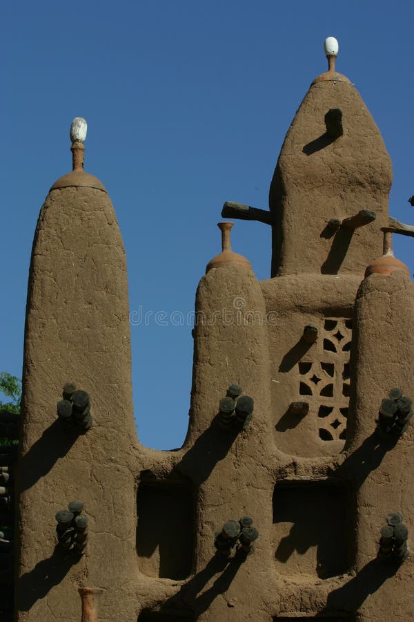 Minarets of a mosk made of mud in Mali