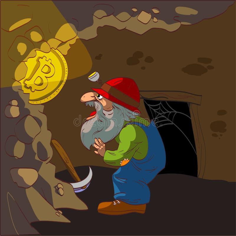Minatore di Bitcoin illustrazione di stock Minatore di Bitcoin illustrazione di stock