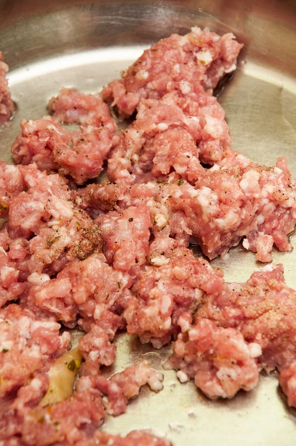 Minced Meat in Hot Oil in a Frying Pan Stock Image Image of diet