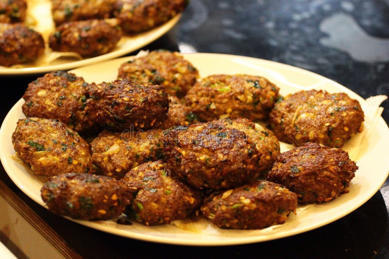 Minced Meat Patties, Fried with Spices and Vegetables Stock Image