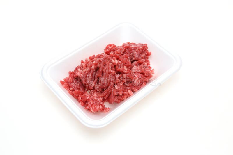 Minced Meat in a Plastic Tray Stock Photo - Image of tray, background