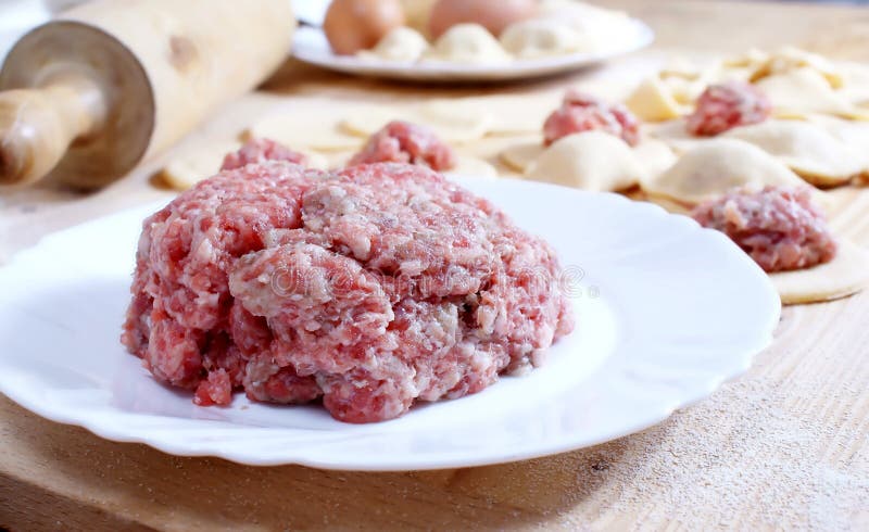 Minced meat - preparing of pelmeni