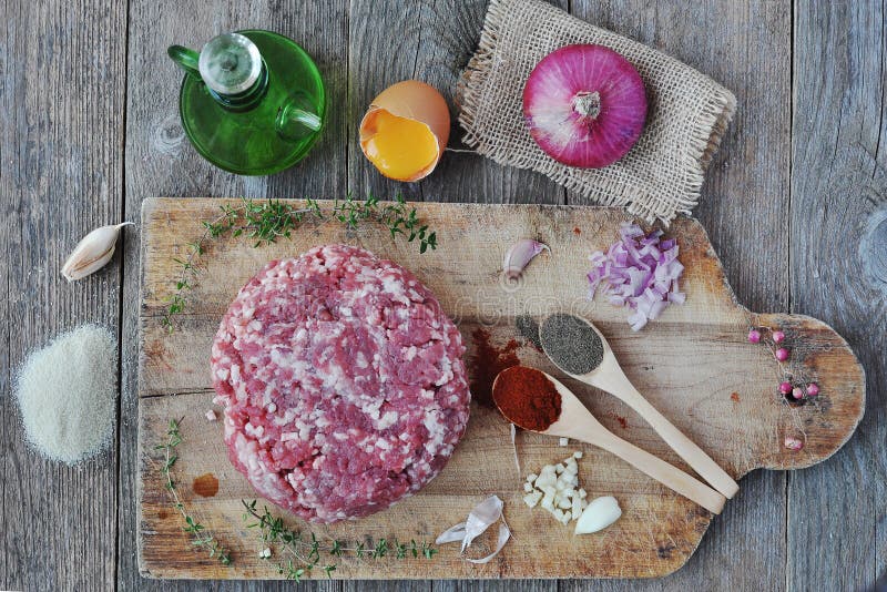 Minced Meat with Spices, Egg and Bread Crumbs. Stock Image Image of