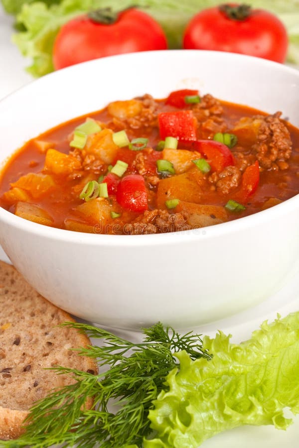 Minced Meat and Vegetable Tomato Soup Stock Image Image of hungarian