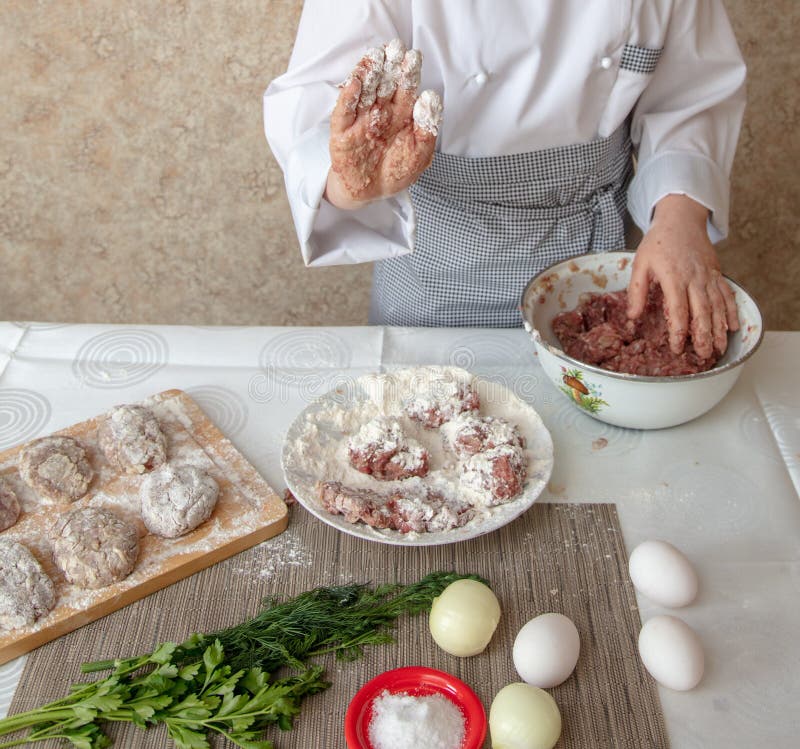 Minced Meatballs with Rice Baked in the Oven with Sauce Stock Image