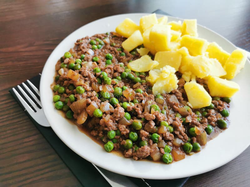 Minced and Tatties with a Fork on a Plate. Traditional Scottish Food ...