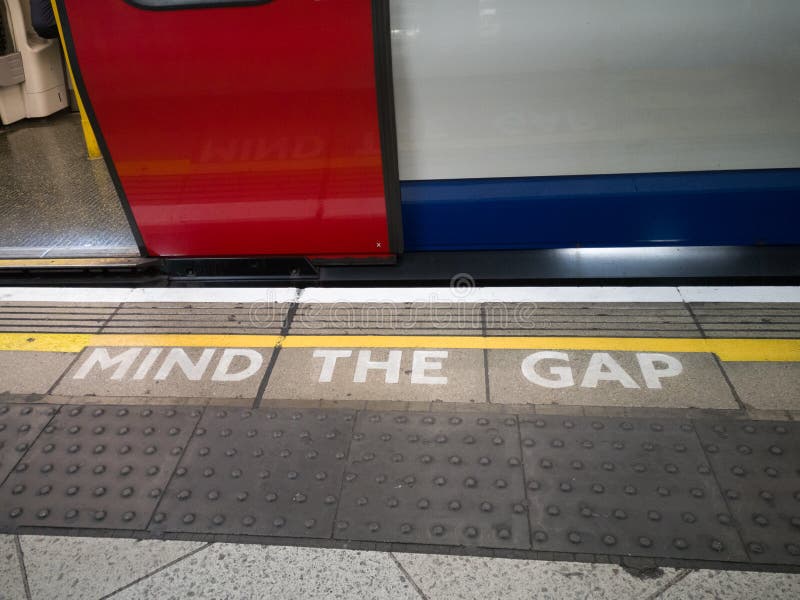 Mind the Gap Sign: Underground in Central London Stock Photo - Image of