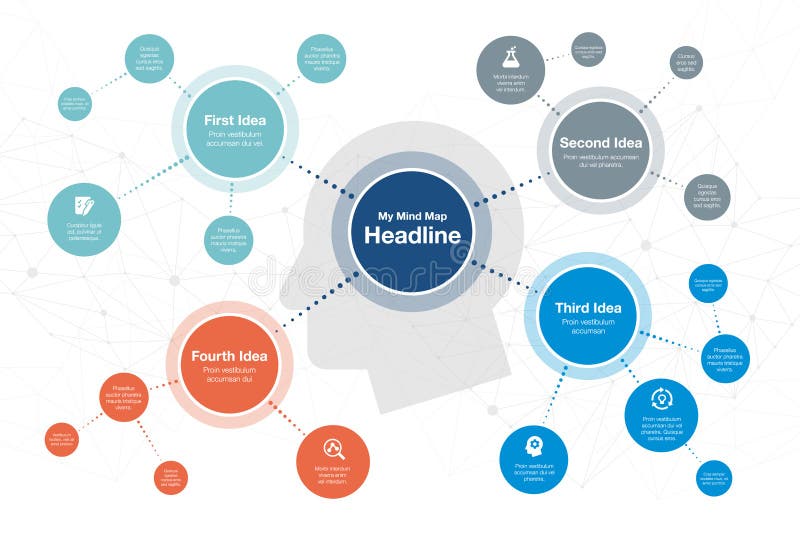 Simple Infographic For Mind Map Visualization Template With Colorful Images