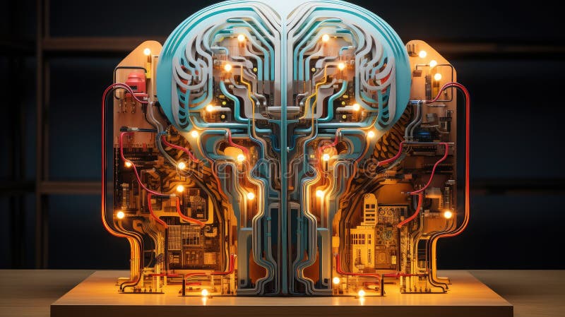 Mind neuromorphic computer craft royalty free illustration