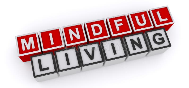 Mindful living word block royalty free illustration Mindful living word block royalty free illustration
