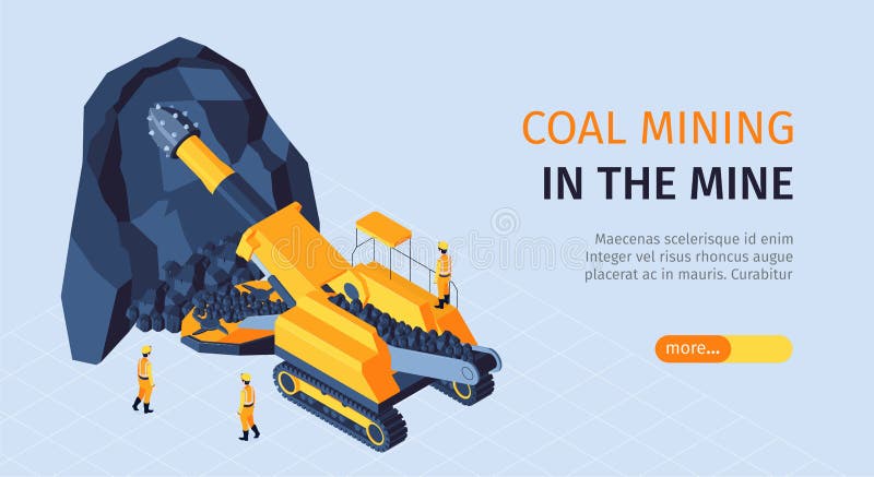Mine Industry Horizontal Banner stock illustration