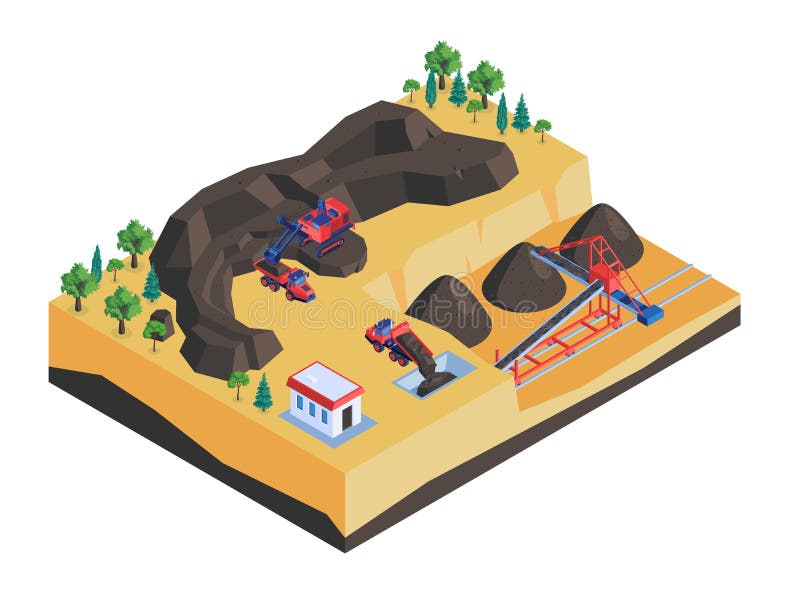 Mine Industry Isometric Composition vector illustration