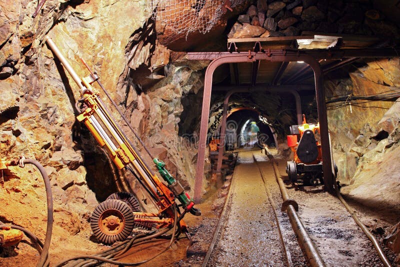 Mine tunnel with railway