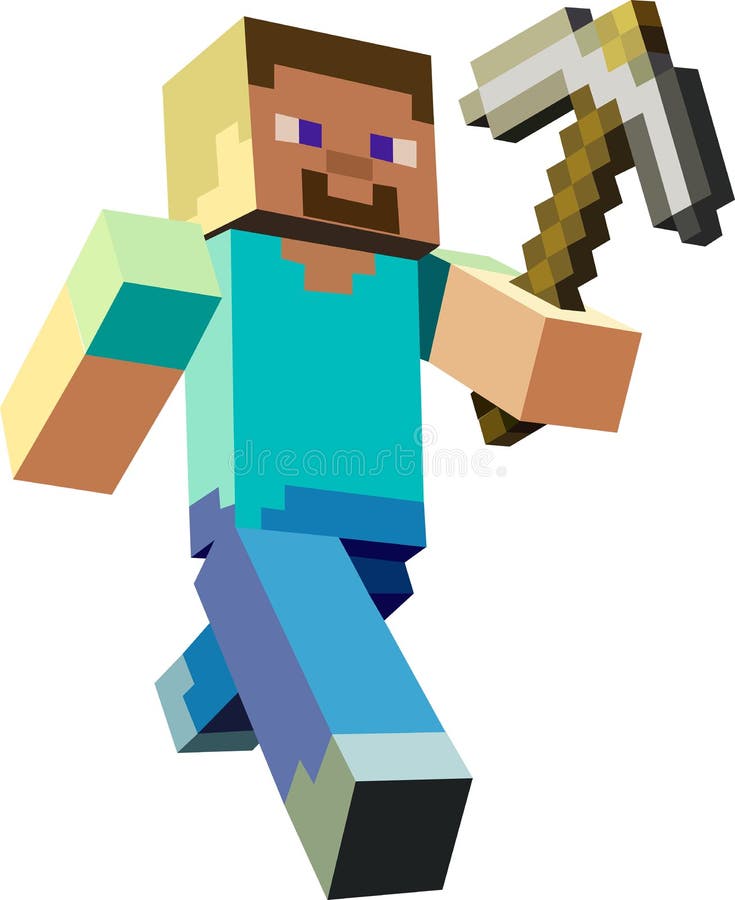 Minecraft personaggio con pickaxe in mano