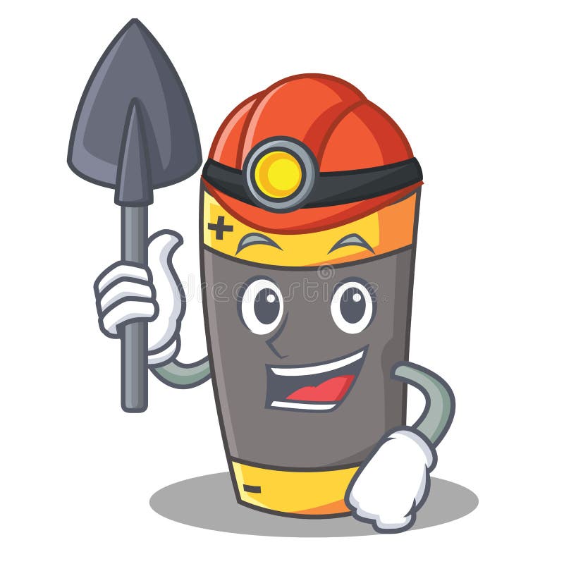 Miner Battery Mascot Cartoon Style Stock Vector - Illustration of happy ...