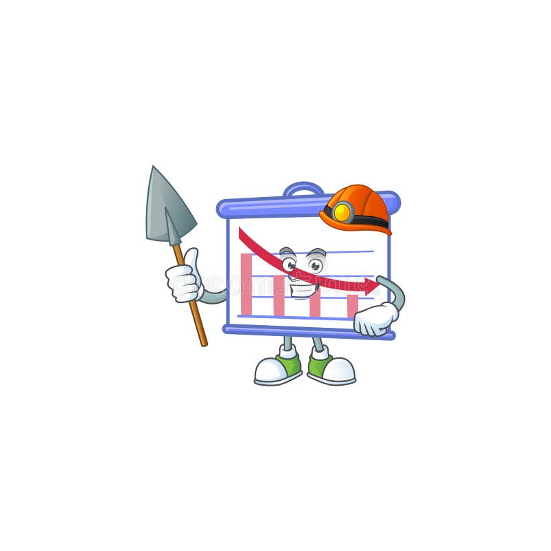 Miner down graphic board for decrease report vector illustration. Decrease statistics vector icon vectors