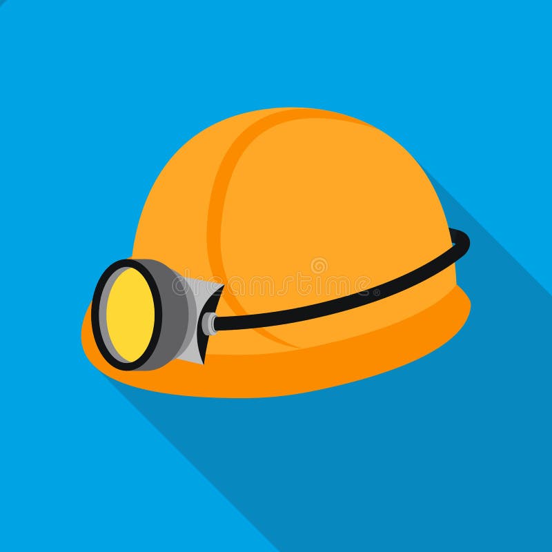 Miner`s Helmet Icon In Flat Style Isolated On White Background Mine