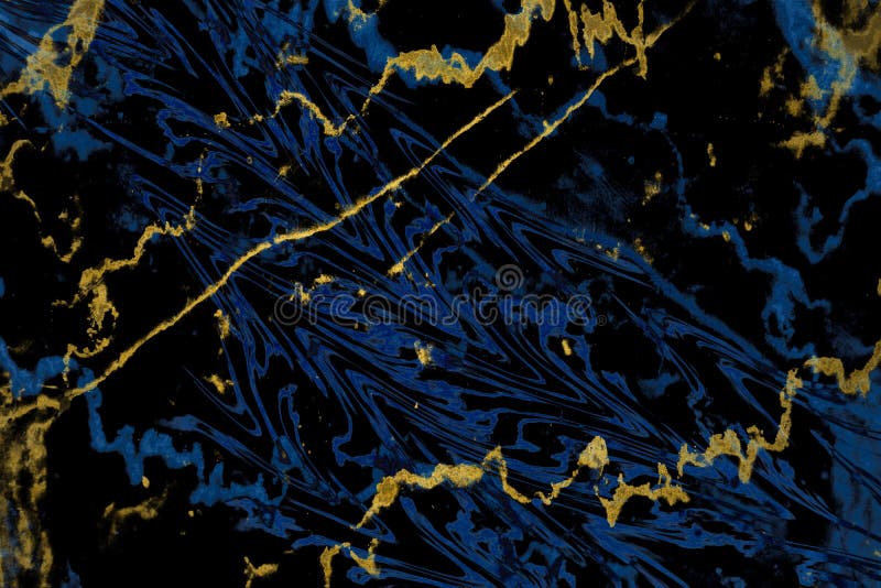 Mineral Gold Line on Dark Blue Marble Surface of Cave for Interior Wallpaper  Stock Photo - Image of background, magma: 181474838