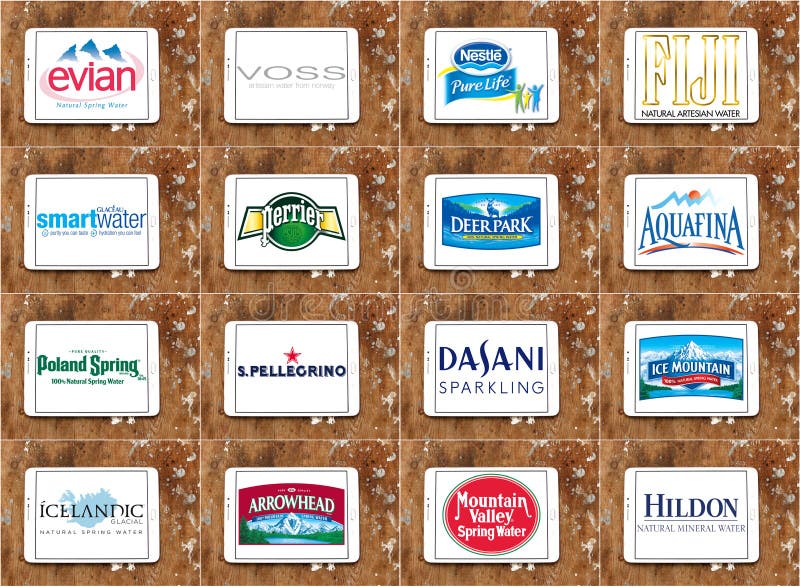 Mineral water brands and logos
