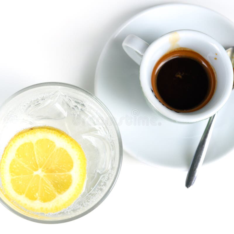 Water in the Glass with Coffee Stock Photo Image of freshly, closeup 184850778