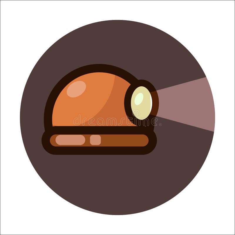 Mineri cu cască și lumină într-un stil plat. pictogramă vectorială royalty free illustration