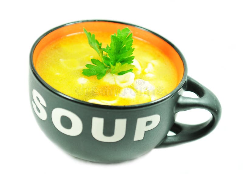 Bowl of soup isolated against white background. Bowl of soup isolated against white background