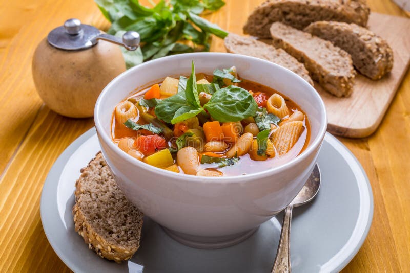 Minestrone Soup with Pasta, Beans and Vegetables