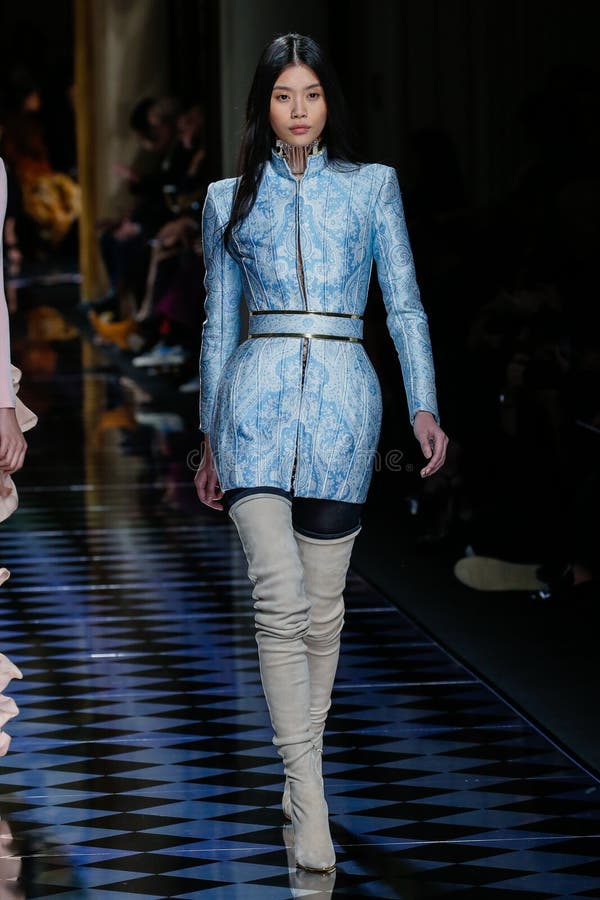Ming Xi Walks the Runway during the Balmain Show Editorial Photo