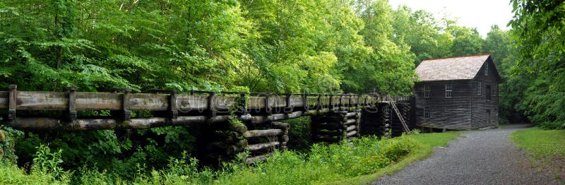 Mingus Mill Panorama in Smoky Mountains National Park Stock Image