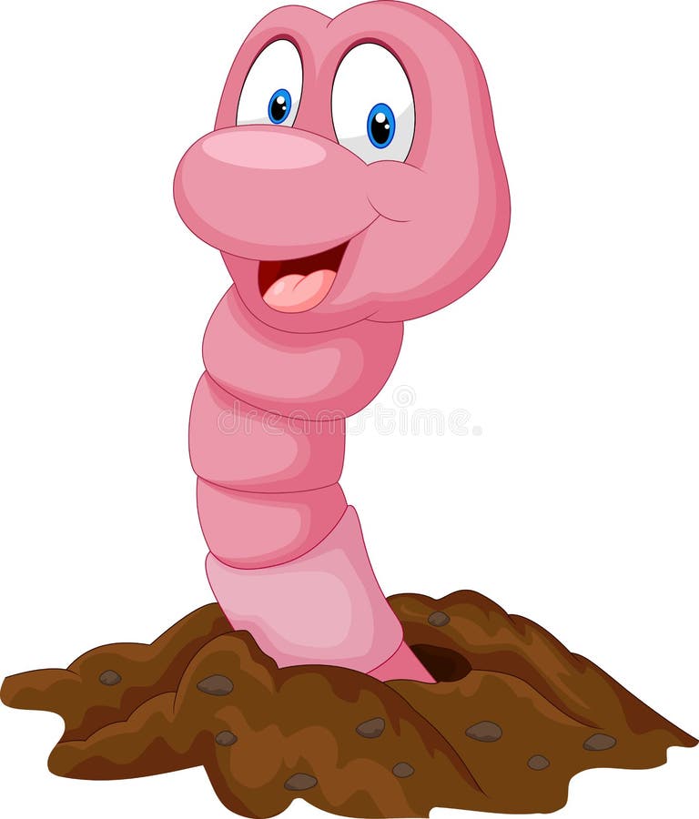 Minhoca engraçada dos desenhos animados ilustração stock Minhoca engraçada dos desenhos animados ilustração stock
