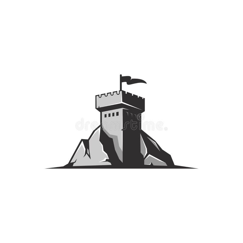 Mini castle in mountain with variant color available for logo-icon-clipart