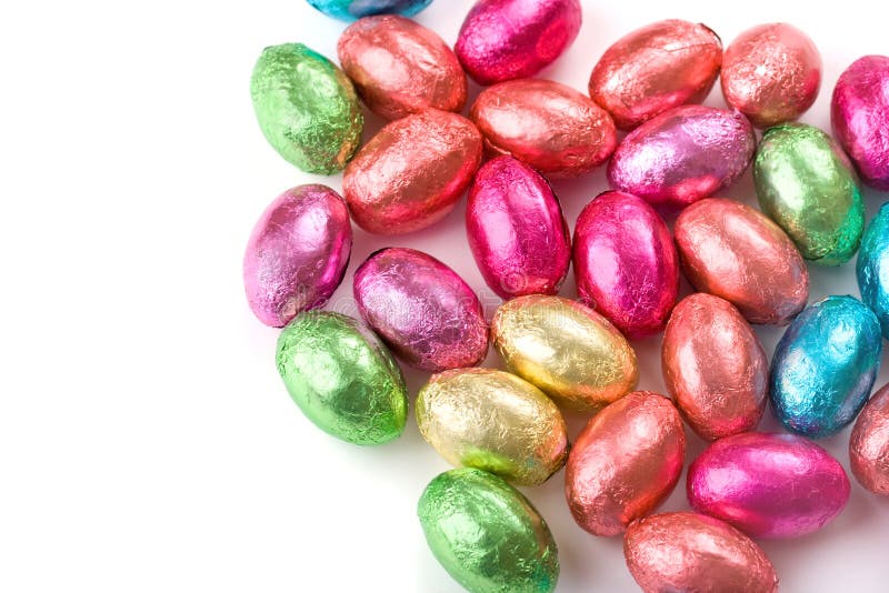 Mini Chocolate Easter Eggs on White background