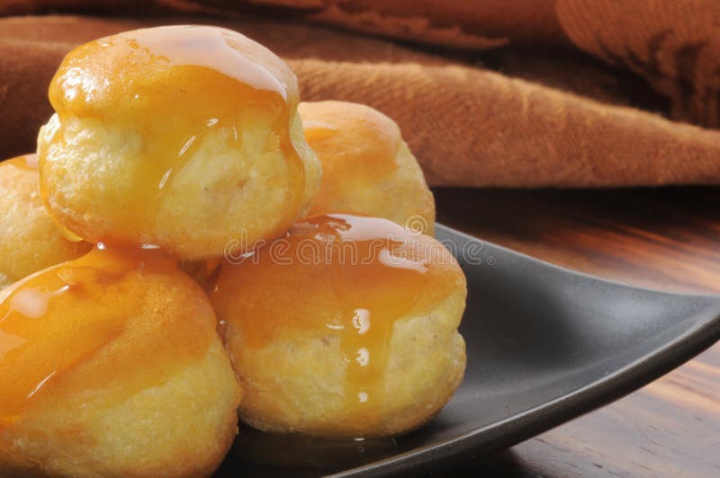 Mini Cream PUffs with Caramel Stock Photo Image of gourmet, snack