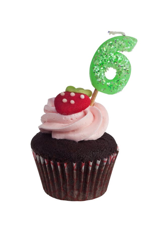 Mini Cupcake With Birthday Candle For Six Year Old Stock Image Image