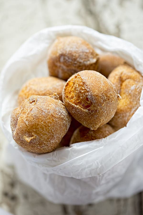 Mini Doughnuts in Paper Bag Stock Photo Image of doughnut, frosted