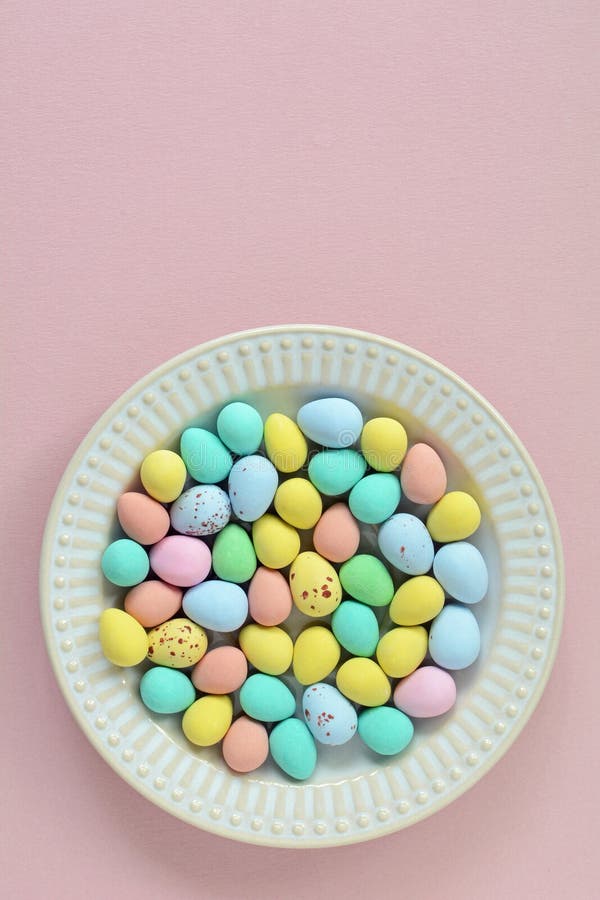 Mini Easter Eggs on Plate in Vertical Format Stock Photo Image of