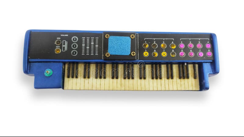 Miniature Digital Portable Piano Isolated on White Background Stock