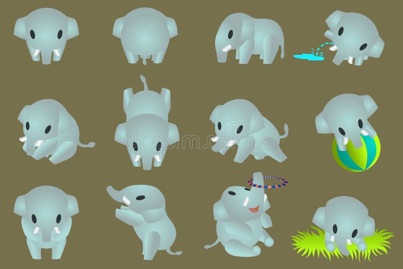 Mini elephants stock vector. Illustration of design, action 23502934