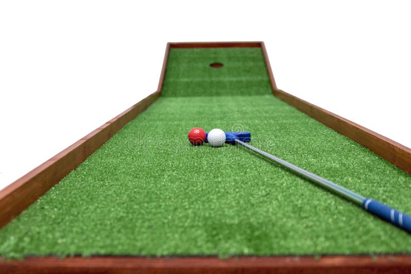 Minigolf Clubs and Balls of Different Colors Laid on Artificial Grass Stock Photo Image of