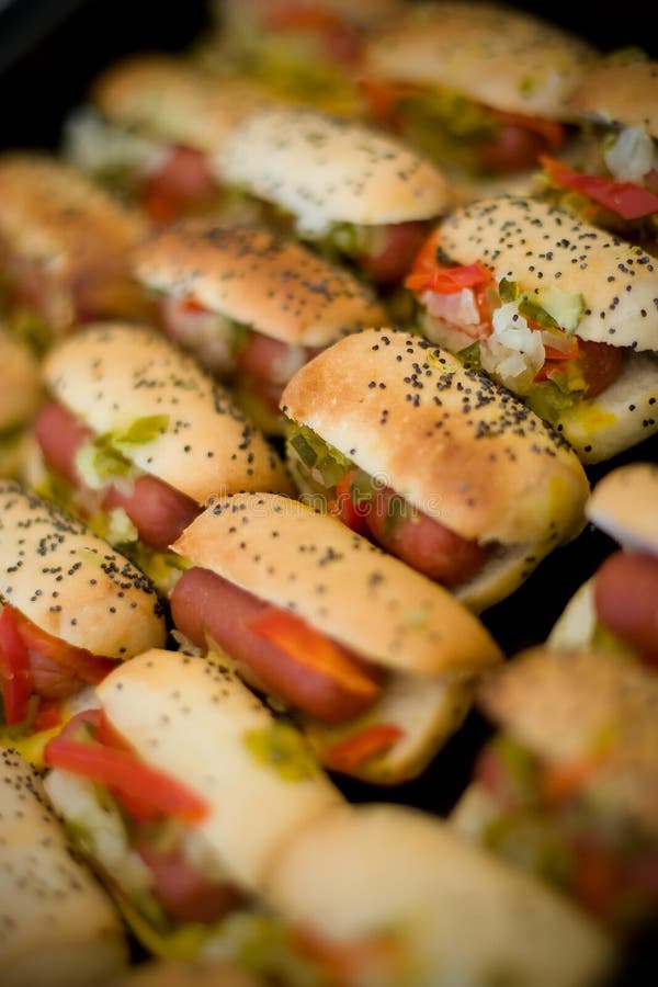 Mini Hot Dogs stock image. Image of mini, dinner, gold 5407933