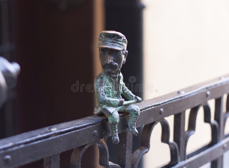 Mini metal sculpture of Nikolai Shugai photo in Uzhgorod, Ukraine - April 2, 2017 stock photography Mini metal sculpture of Nikolai Shugai photo in Uzhgorod, Ukraine - April 2, 2017 stock photography