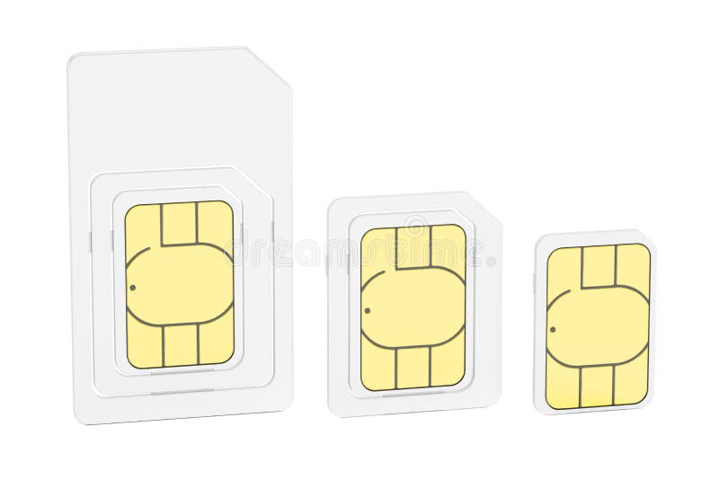 Set Of Sim Cards Mini Micro Nano 3d Rendering Stock Illustration