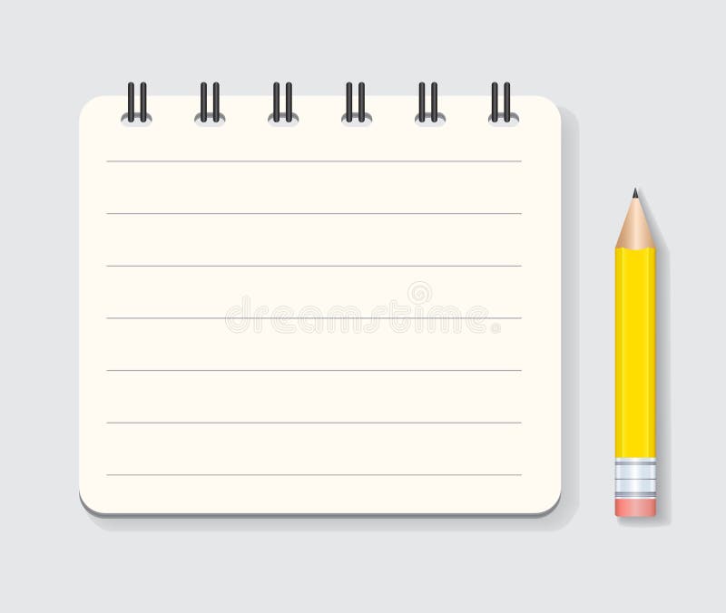 Mini notebook and yellow pencil stock illustration