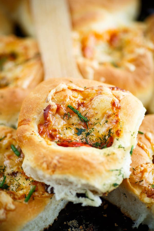 Mini Pizzas Baked Stuffed with Cheese Stock Photo Image of homemade