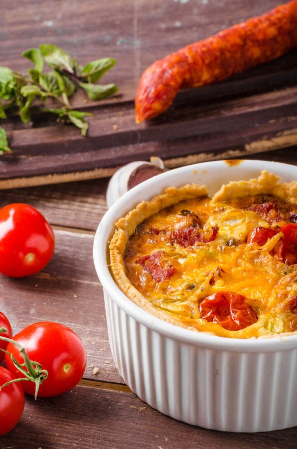 Mini quiche with sausage stock photo. Image of pastry 84252396