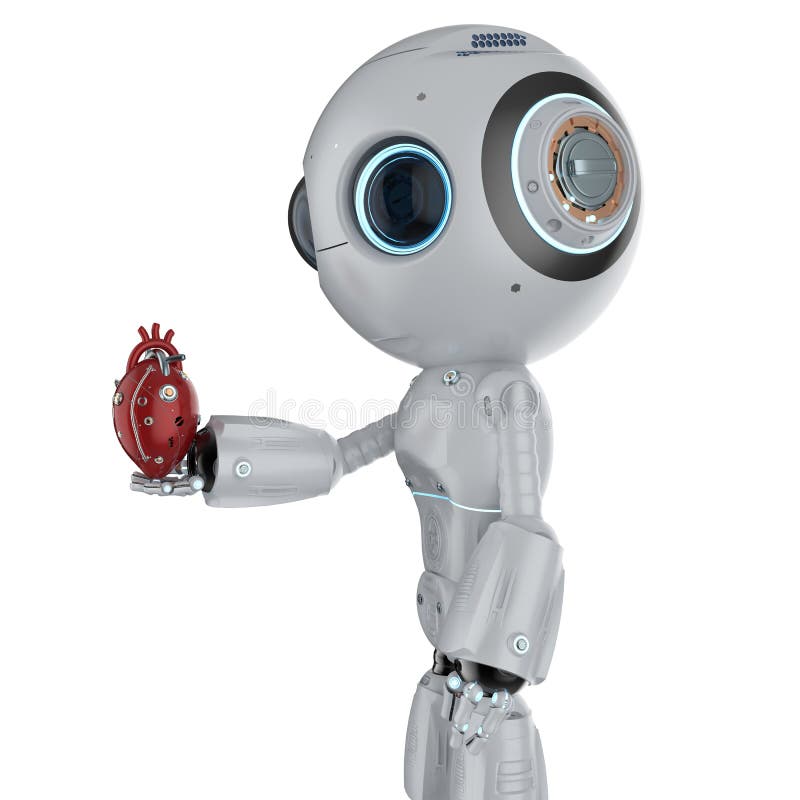 Mini robot with robotic heart vector illustration Mini robot with robotic heart vector illustration