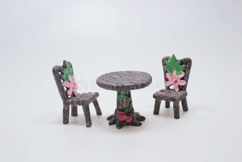 A Mini Scale of Outdoor Wood Table and Chair Stock Image Image of