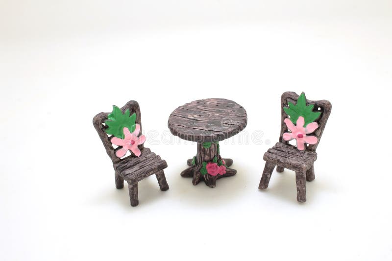A Mini Scale of Outdoor Wood Table and Chair Stock Image Image of